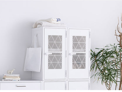 ロッカー風収納ケース メッシュ ペグボード付き 扉 キャビネット ラック 棚 収納ボックス プラスチック収納 フィッツ Fits おしゃれ シンプル(代引不可)