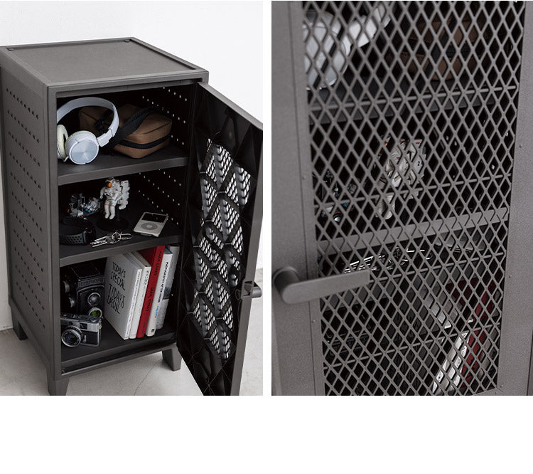 ロッカー風収納ケース メッシュ ペグボード付き 扉 キャビネット ラック 棚 収納ボックス プラスチック収納 フィッツ Fits おしゃれ シンプル(代引不可)
