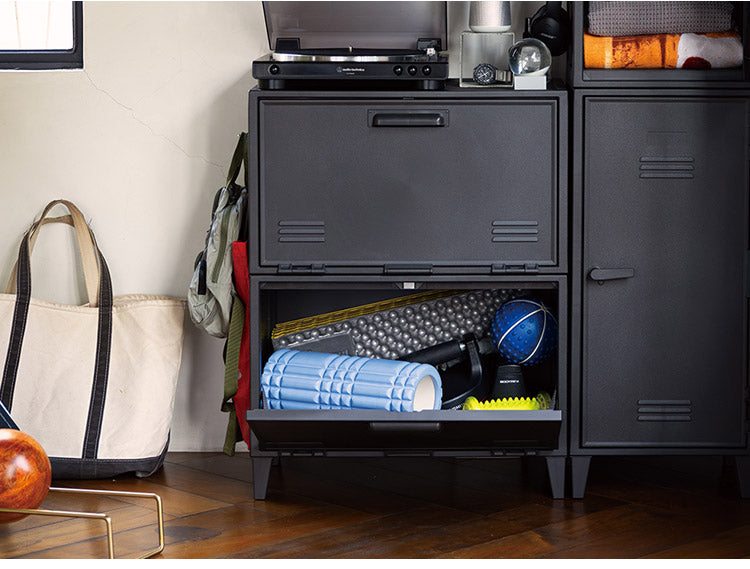 フラップ収納ケース ワイド ペグボード付き 扉 キャビネット ラック 棚 収納ボックス プラスチック収納 フィッツ Fits おしゃれ シンプル(代引不可)