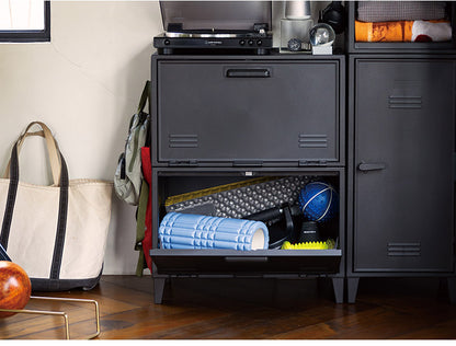 フラップ収納ケース ワイド ペグボード付き 扉 キャビネット ラック 棚 収納ボックス プラスチック収納 フィッツ Fits おしゃれ シンプル(代引不可)