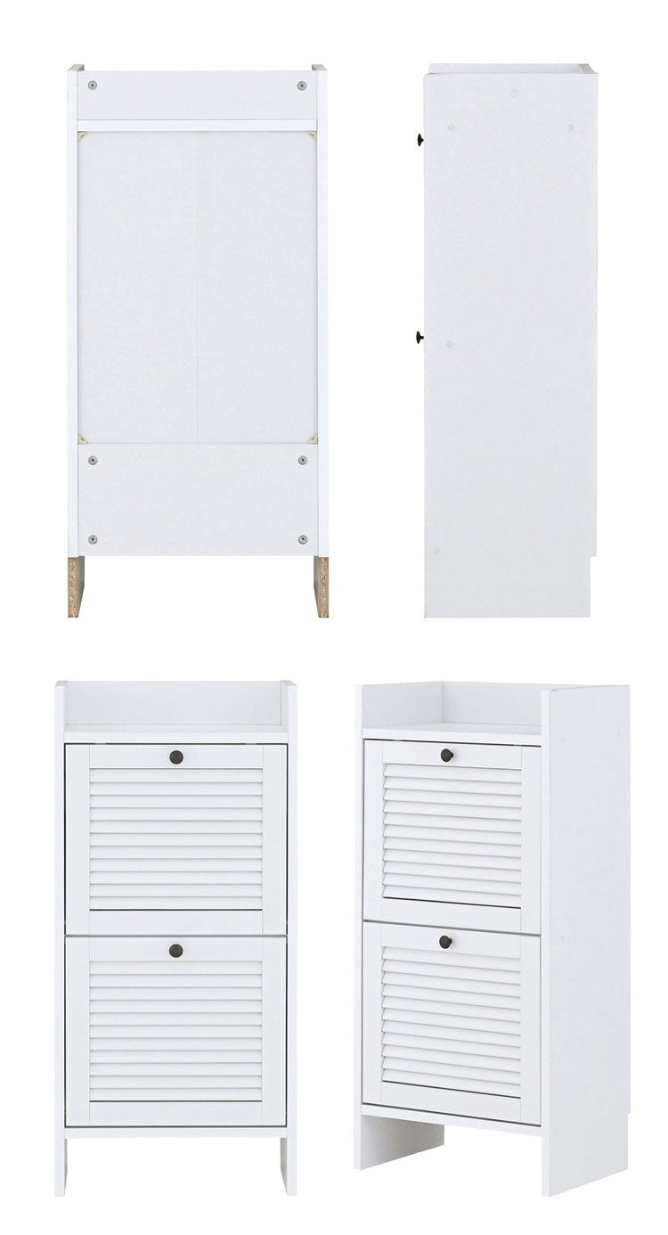 隙間収納 奥行30cm すきま収納 ホワイト 洗面所 ルーバー扉 ランドリー収納 ランドリーボックス 2段 スリム タオル収納 シューズラック 収納棚 縦長 おしゃれ 北欧 スリム収納