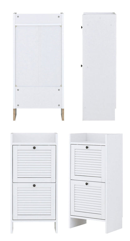 隙間収納 奥行30cm すきま収納 ホワイト 洗面所 ルーバー扉 ランドリー収納 ランドリーボックス 2段 スリム タオル収納 シューズラック 収納棚 縦長 おしゃれ 北欧 スリム収納