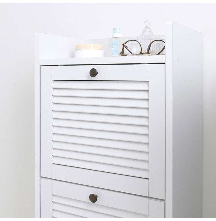 隙間収納 奥行30cm すきま収納 ホワイト 洗面所 ルーバー扉 ランドリー収納 ランドリーボックス 2段 スリム タオル収納 シューズラック 収納棚 縦長 おしゃれ 北欧 スリム収納