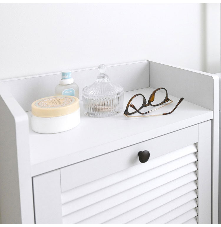 隙間収納 奥行30cm すきま収納 ホワイト 洗面所 ルーバー扉 ランドリー収納 ランドリーボックス 2段 スリム タオル収納 シューズラック 収納棚 縦長 おしゃれ 北欧 スリム収納