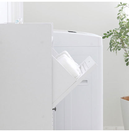 隙間収納 奥行30cm すきま収納 ホワイト 洗面所 ルーバー扉 ランドリー収納 ランドリーボックス 2段 スリム タオル収納 シューズラック 収納棚 縦長 おしゃれ 北欧 スリム収納