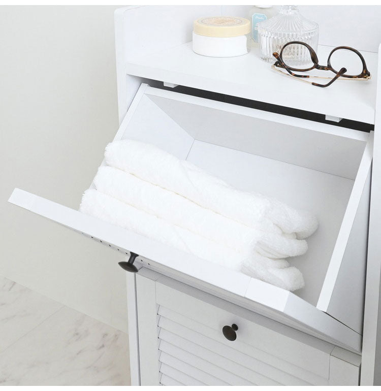 隙間収納 奥行30cm すきま収納 ホワイト 洗面所 ルーバー扉 ランドリー収納 ランドリーボックス 2段 スリム タオル収納 シューズラック 収納棚 縦長 おしゃれ 北欧 スリム収納