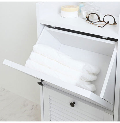 隙間収納 奥行30cm すきま収納 ホワイト 洗面所 ルーバー扉 ランドリー収納 ランドリーボックス 2段 スリム タオル収納 シューズラック 収納棚 縦長 おしゃれ 北欧 スリム収納