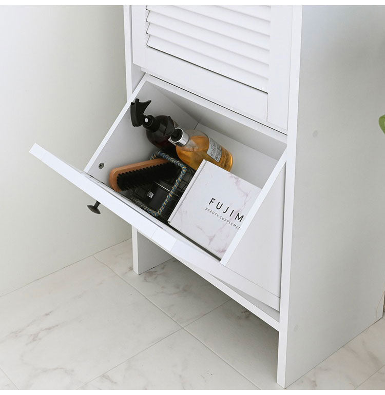 隙間収納 奥行30cm すきま収納 ホワイト 洗面所 ルーバー扉 ランドリー収納 ランドリーボックス 2段 スリム タオル収納 シューズラック 収納棚 縦長 おしゃれ 北欧 スリム収納