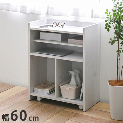 カウンター下収納 奥行30 キッチンホワイト 収納 おしゃれ キャスター ワゴン 幅60 可動棚 キッチンカウンター 隙間収納 ホワイト 木製 シンプル 北欧 スリム かわいい コンパクト
