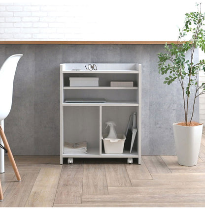 カウンター下収納 奥行30 キッチンホワイト 収納 おしゃれ キャスター ワゴン 幅60 可動棚 キッチンカウンター 隙間収納 ホワイト 木製 シンプル 北欧 スリム かわいい コンパクト