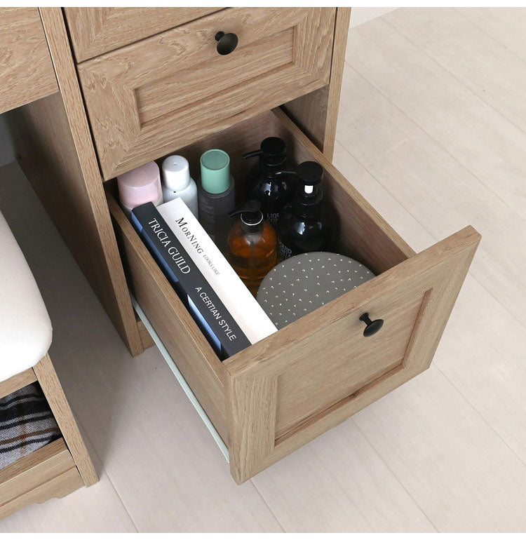 ドレッサー デスク 兼用 ドレッサーデスクグレーナチュラル コンパクト メイク 椅子付き 可愛い おしゃれ かわいい 白 コンセント付き 収納 鏡台 ミラー 女の子 スツール 韓国 木製 幅80cm