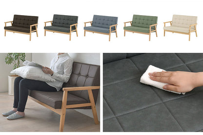 2人掛けソファー 肘付き 幅113.5cm 奥行70cm 高さ72cm 省スペース 合皮 木製 かわいい sofa 北欧 韓国インテリア レトロ シック ROCOLOR ロコラ(代引不可)