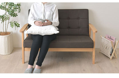 2人掛けソファー 肘付き 幅113.5cm 奥行70cm 高さ72cm 省スペース 合皮 木製 かわいい sofa 北欧 韓国インテリア レトロ シック ROCOLOR ロコラ(代引不可)