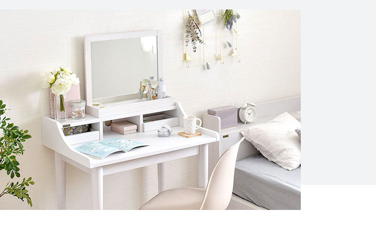 卓上ミラー 木製 幅53cm 単品 置き型 トレー付 収納付 木目 ブラウン アイボリー ナチュラル ホワイト おしゃれ かわいい 北欧 オーク パイン シンプル インテリア 鏡 置き鏡 デスクミラー スタンドミラー(代引不可)