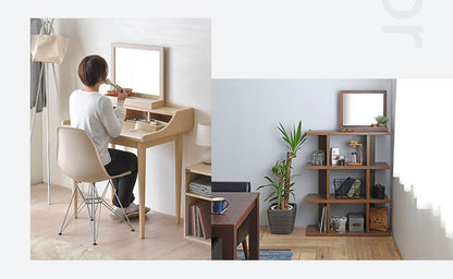 卓上ミラー 木製 幅53cm 単品 置き型 トレー付 収納付 木目 ブラウン アイボリー ナチュラル ホワイト おしゃれ かわいい 北欧 オーク パイン シンプル インテリア 鏡 置き鏡 デスクミラー スタンドミラー(代引不可)