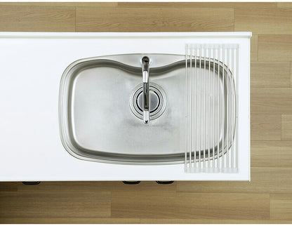 下村企販 日本製 燕三条 たためてしまえる伸縮水切り スリム 幅36.8~59 奥行23.2 シンクに渡せる 伸縮水切りラック コンパクト シンク上 水切り 食器 野菜 水切りラック 棚 すのこ ステンレス 伸縮式