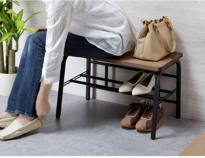 下村企販 日本製 燕三条 耐荷重100kg ラバーウッド玄関ベンチ 幅60cm 頑丈 棚付きベンチ 収納付き 玄関収納 玄関ベンチ シューズラック 腰掛け おしゃれ