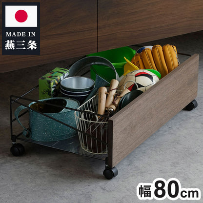 下村企販 日本製 燕三条 シューズボックス下ワゴン 収納庫 幅80cm 収納ラック 靴箱下 シューズボックス下 ワゴン 玄関収納 省スペース おしゃれ