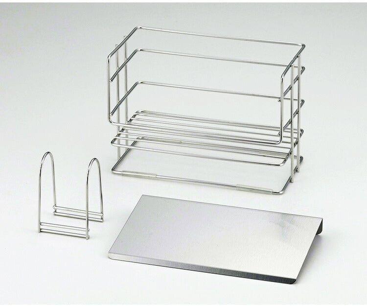 下村企販 日本製 燕三条 斜めトレー付洗剤スポンジラック ミニ 水切りラック 水切りかご ステンレス ラック 棚 シンク周り 整頓 収納 スポンジラック 洗剤ラック キッチン収納