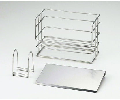 下村企販 日本製 燕三条 斜めトレー付洗剤スポンジラック ミニ 水切りラック 水切りかご ステンレス ラック 棚 シンク周り 整頓 収納 スポンジラック 洗剤ラック キッチン収納