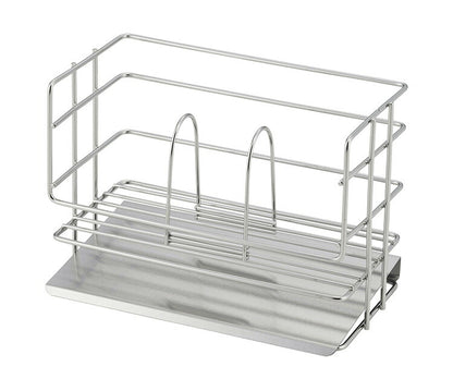 下村企販 日本製 燕三条 斜めトレー付洗剤スポンジラック ミニ 水切りラック 水切りかご ステンレス ラック 棚 シンク周り 整頓 収納 スポンジラック 洗剤ラック キッチン収納