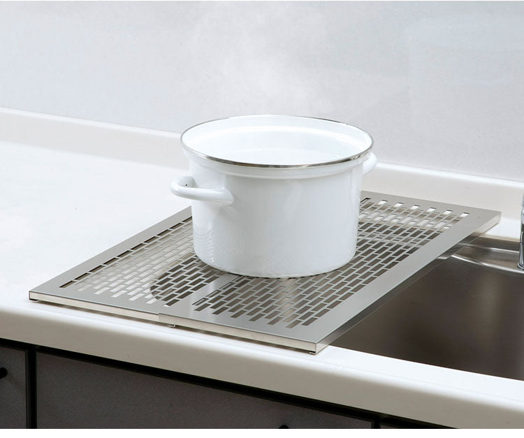 下村企販 日本製 燕三条 シンクに渡せる 頑丈スライド作業台 奥行47 幅21~38 オールステンレス 水切り 作業台 スライドプレート