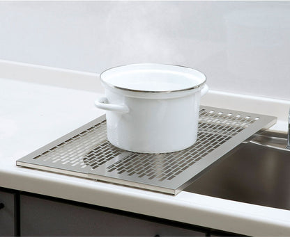 下村企販 日本製 燕三条 シンクに渡せる 頑丈スライド作業台 奥行58 幅21~38 オールステンレス 水切り 作業台 スライドプレート