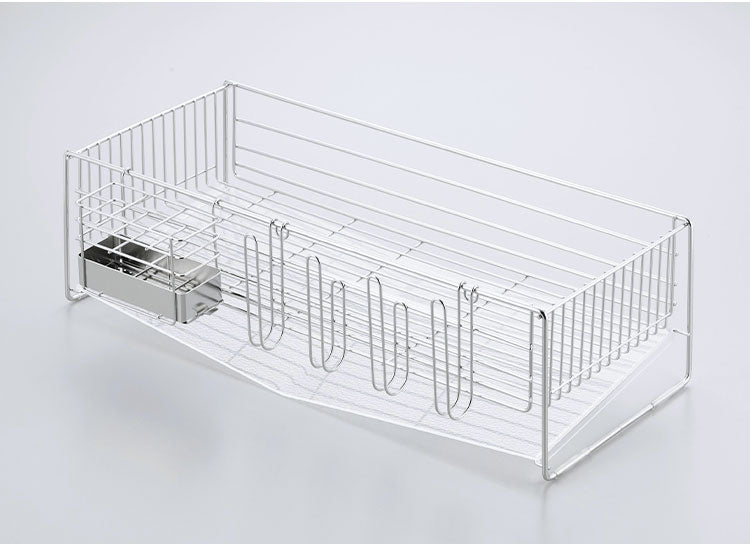 下村企販 日本製 燕三条 水切りラック アクリルトレーの水切り 幅24 奥行54 箸立て・グラス立て 付属 シンクサイド 水が流れる 水切りかご アクリルトレー 透明 おしゃれ