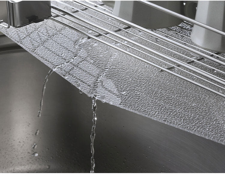 下村企販 日本製 燕三条 水切りラック ワイド アクリルトレーの水切り 幅33 奥行54 箸立て・グラス立て 付属 シンクサイド 水が流れる 水切りかご アクリルトレー 透明 おしゃれ