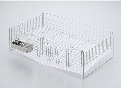 下村企販 日本製 燕三条 水切りラック ワイド アクリルトレーの水切り 幅33 奥行54 箸立て・グラス立て 付属 シンクサイド 水が流れる 水切りかご アクリルトレー 透明 おしゃれ