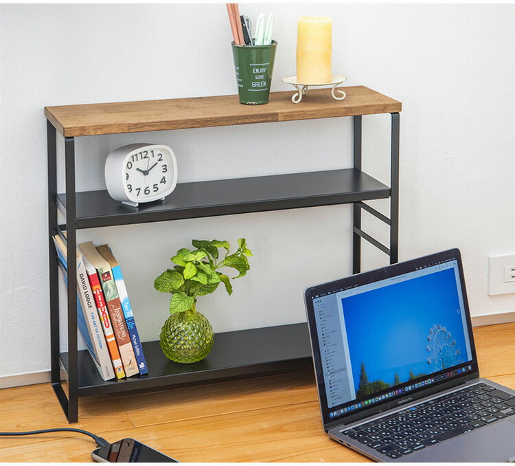 下村企販 日本製 燕三条 ラバーウッドキッチンラック 棚板2段 スリム カウンター上収納 ディスプレイラック 飾り棚 調味料ラック スパイスラック ステンレス キッチンラック