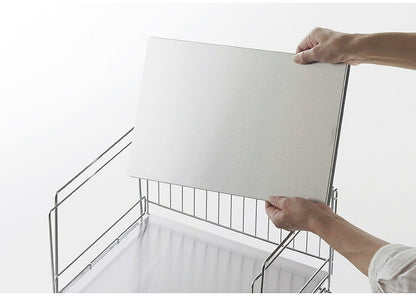 下村企販 日本製 燕三条 ステンレス棚のスタッキングワゴン 2段 キッチンワゴン ストッカー キッチンラック バスケット かご キャスター 頑丈 ステンレス スタッキングワゴン