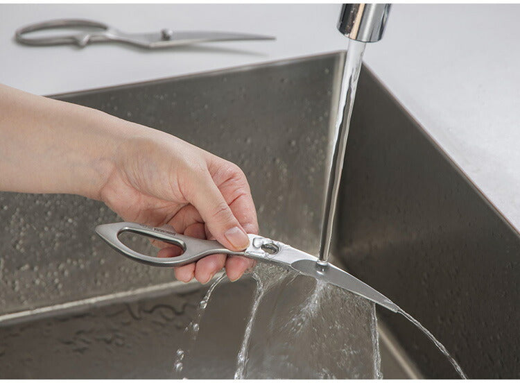 下村企販 日本製 燕三条 オールステンレス 包丁メーカーがつくった鍛造ハサミ 食洗機対応 カーブ刃 ギザ刃 キッチンバサミ キッチンハサミ キッチン鋏 鍛造 ハサミ ステンレス