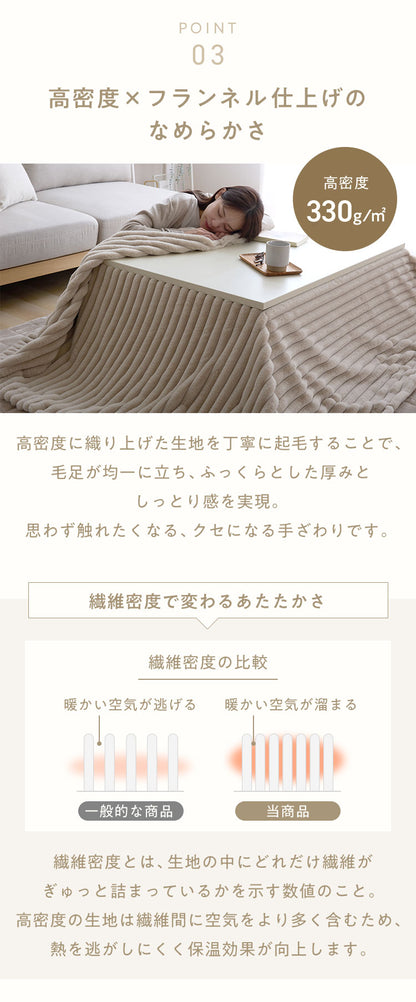 mocone もこもこストライプこたつ布団 正方形 185×185cm こたつ布団 モコモコ ストライプ ふわふわ とろとろ ラビットファー 炬燵 コタツ 冬用 節電 あったか 暖かい かわいい 韓国 おしゃれ