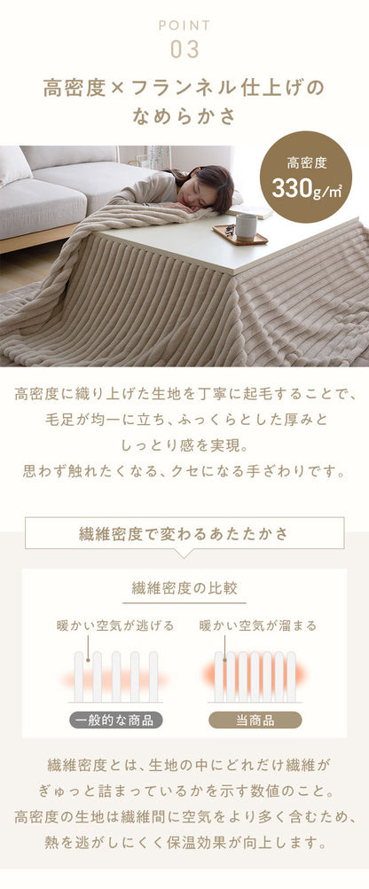 mocone もこもこストライプこたつ布団 長方形 185×235cm こたつ布団 モコモコ ストライプ ふわふわ とろとろ ラビットファー 炬燵 コタツ 冬用 節電 あったか 暖かい かわいい 韓国 おしゃれ