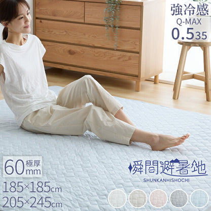 瞬間避暑地 強冷感 極厚ラグ 厚さ60mm 185×185cm 205×245cm 底付き感なし 防音 衝撃吸収 洗えるカバー 吸水速乾 抗菌防臭 防ダニ 夏 ひんやり さらさら ふかふか 接触冷感 冷感 クール 冷たい 厚さ6cm 冷感ラグ ラグマット カーペット