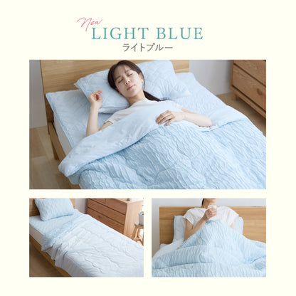 瞬間避暑地 リバーシブルくしゅくしゅケット ダブル 180×190cm 強冷感 洗える 丸洗いOK ひんやり さらさら 冷感 吸水速乾 抗菌防臭 防ダニ リバーシブル 冷たい ケット 肌掛け