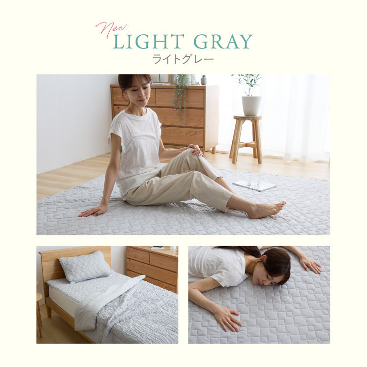 瞬間避暑地 リバーシブル敷パッド セミシングル 80×200cm 接触冷感 強冷感敷パッド 洗える 丸洗いOK ひんやり さらさら 冷感 吸水速乾 抗菌防臭 防ダニ リバーシブル 中綿 敷パッド【送料無料