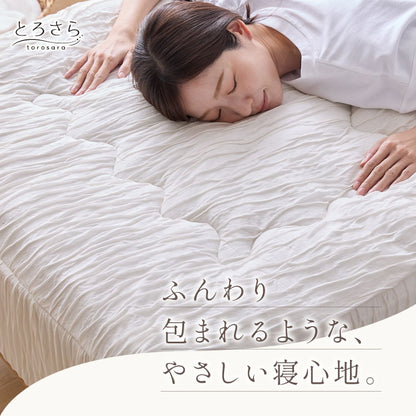 とろさら くしゅくしゅ一体型ボックスパッド レーヨンシーツ セミダブル 洗える 敷きパッド マットレスカバー 吸水速乾 抗菌防臭 防ダニ さらさら シーツ かわいい 布団カバー 夏布団 おしゃれ【送料無料】