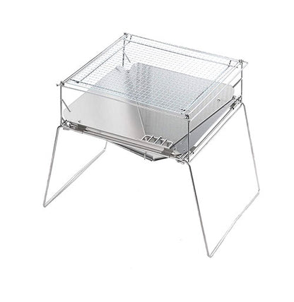 燕三条製 ステンレス焚き火台 グリルセット 専用グリルスタンド付き ファイアグリル 折りたたみ 焚火台 アウトドア キャンプ ギア バーベキュー BBQ 日本製 内山産業 UC-207