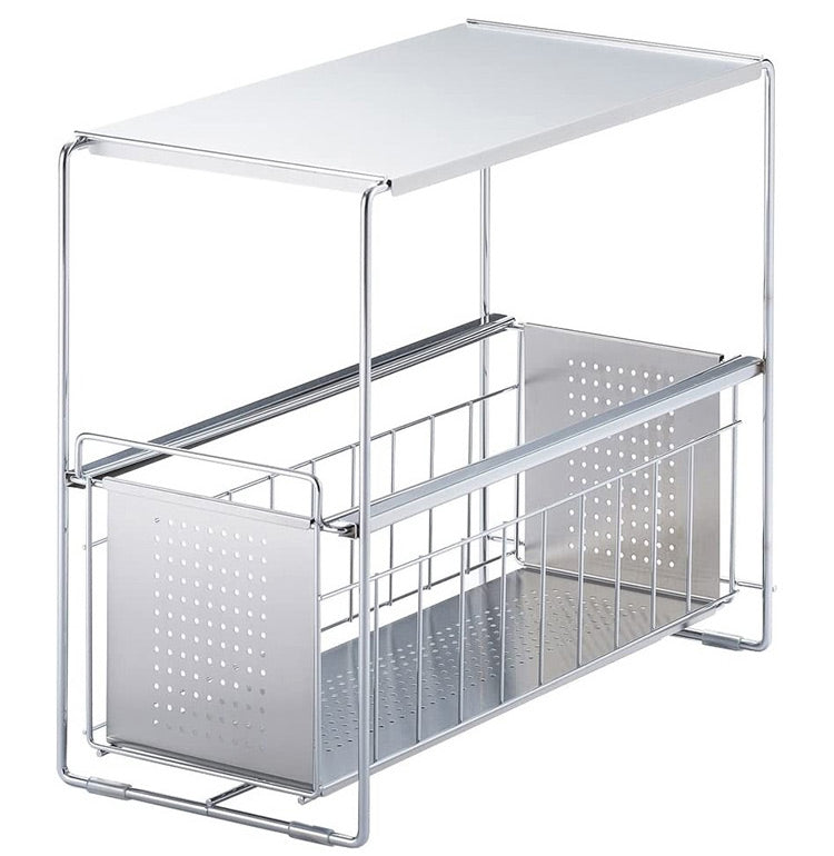 燕三条 シンク下スライド収納ラック 1段 幅20 奥行43.5 高さ35.5 日本製 シンク下 収納 引き出し 引出し ストッカー 食品 スリム すき間収納 隙間収納 ラック 棚 ヨシカワ 1305693