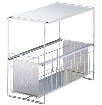 燕三条 シンク下スライド収納ラック 1段 幅20 奥行43.5 高さ35.5 日本製 シンク下 収納 引き出し 引出し ストッカー 食品 スリム すき間収納 隙間収納 ラック 棚 ヨシカワ 1305693