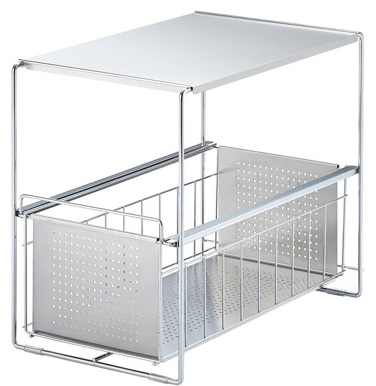 燕三条 シンク下スライド収納ラック 1段 幅25 奥行43.5 高さ35.5 日本製 シンク下 収納 引き出し 引出し ストッカー 食品 スリム すき間収納 隙間収納 ラック 棚 ヨシカワ 1305694