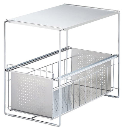 燕三条 シンク下スライド収納ラック 1段 幅25 奥行43.5 高さ35.5 日本製 シンク下 収納 引き出し 引出し ストッカー 食品 スリム すき間収納 隙間収納 ラック 棚 ヨシカワ 1305694