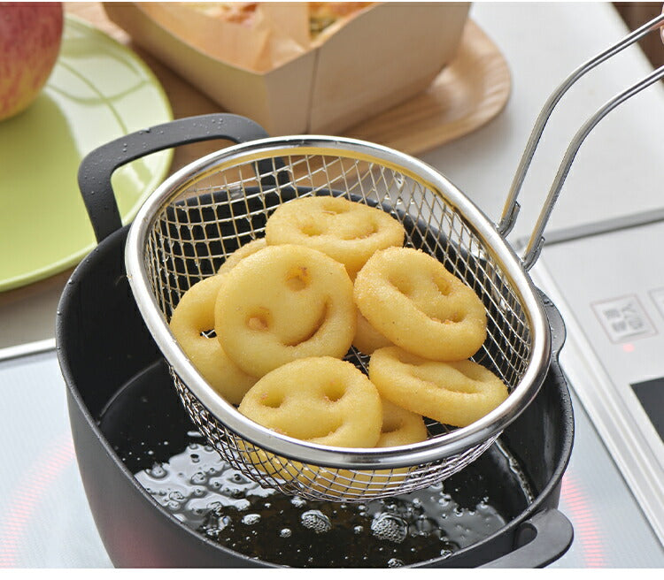 ヨシカワ aikata 揚げ鍋専用 ステンレス揚げザル 日本製 燕三条 鉄製揚げ鍋専用 ざる ザル 食洗機対応 フライヤー バスケット 揚げかご 揚げ物 天ぷら アイカタ PD3028