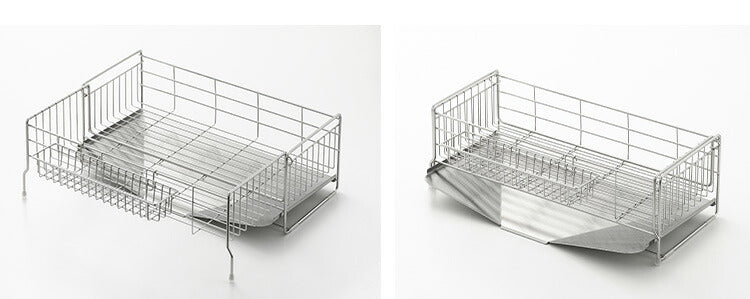 ヨシカワ 日本製 シンクサイド幅の広がる水切り深型 伸縮 幅20~37×奥行47cm ステンレス製 燕三条 水切りカゴ 水切りかご スライド水切り 水切りラック Yoshikawa 1305933