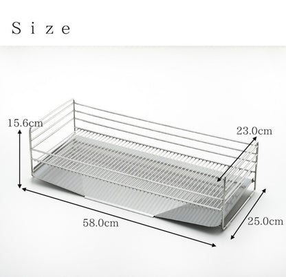 ヨシカワ 日本製 水の流れる頑丈クロスレス水切り 幅25.0cm×奥行58cm ステンレス製 燕三条 水切りカゴ 水切りかご 水切りラック 水が流れるトレー Yoshikawa 1306156