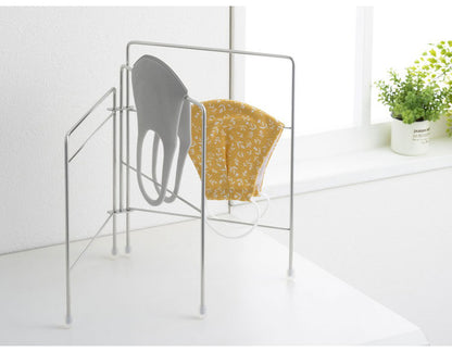 ヨシカワ 日本製 燕三条 Hi! 折りたたみフキン掛け ステンレス製 ふきん掛け 折り畳み 省スペース キッチン収納 Yoshikawa スタンド ハンガー タオル掛け タオル干し タオルバー 置き型 シルバー