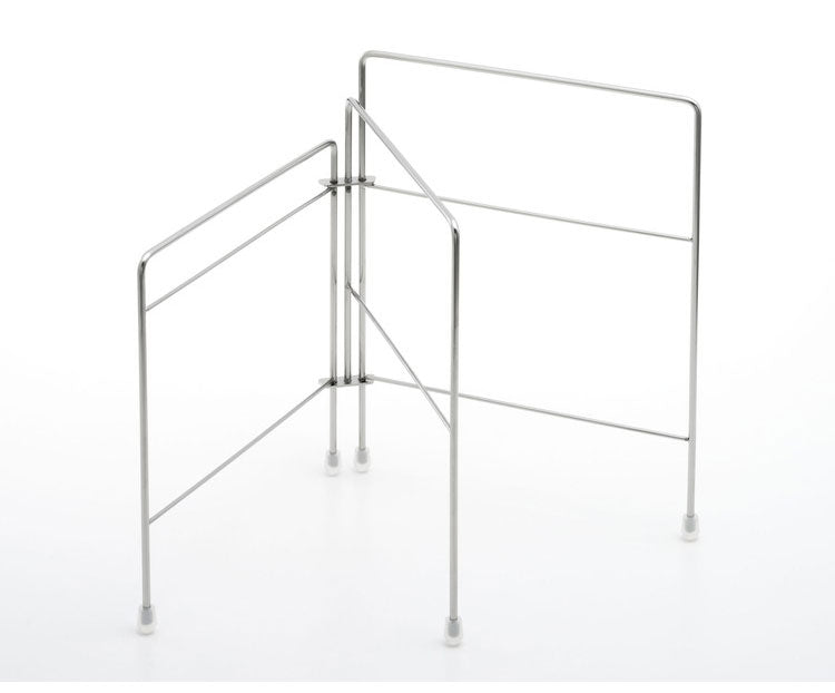 ヨシカワ 日本製 燕三条 Hi! 折りたたみフキン掛け ステンレス製 ふきん掛け 折り畳み 省スペース キッチン収納 Yoshikawa スタンド ハンガー タオル掛け タオル干し タオルバー 置き型 シルバー