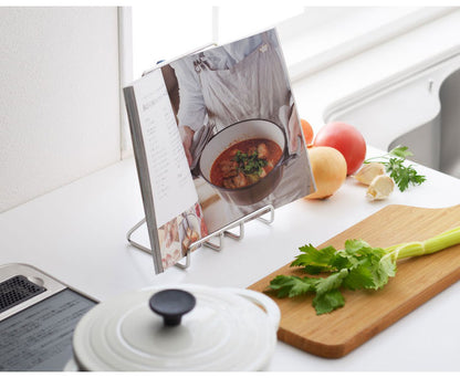 ヨシカワ 日本製 燕三条 Hi! 鍋蓋スタンド 鍋蓋ホルダー ステンレス製 まな板スタンド タブレットスタンド 鍋蓋 鍋フタ 鍋蓋置き 鍋蓋立て レシピ本 キッチン収納 Yoshikawa キッチンツール シンプル